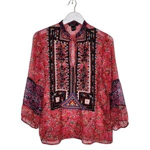 Desigual Romina Embroidered Boho Top – Pink Floral – Women’s Medium